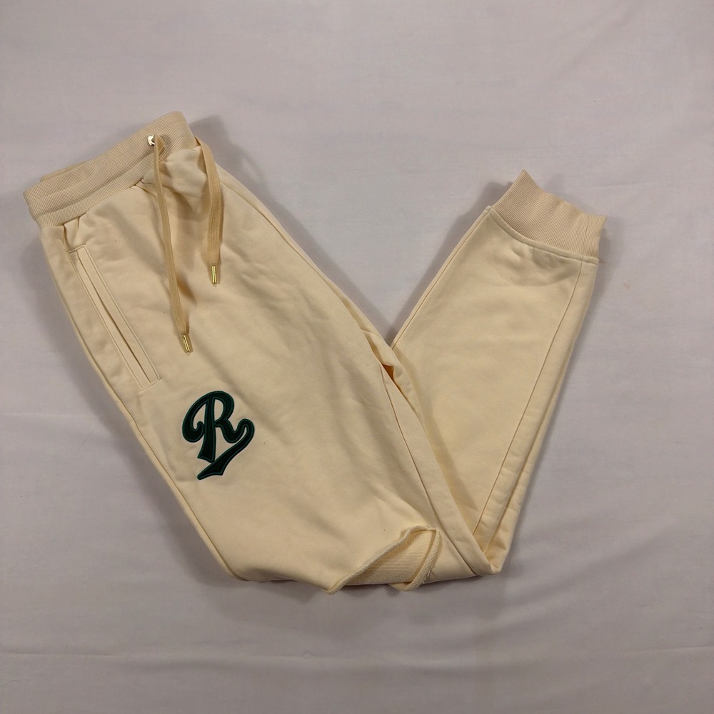 Represent Distressed Sweatpants Cotton Logo Joggers Size M Cream Off-White‎ Mens